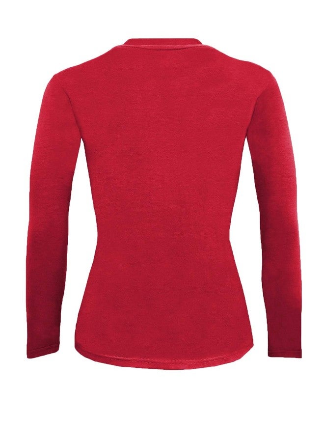 Natural Uniforms Women's Under Scrub Tee Crew Neck Long Sleeve T-Shirt (Red, Large) - Image 3